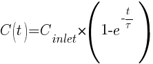 C(t) = C_inlet*(1-e^{-t/tau})